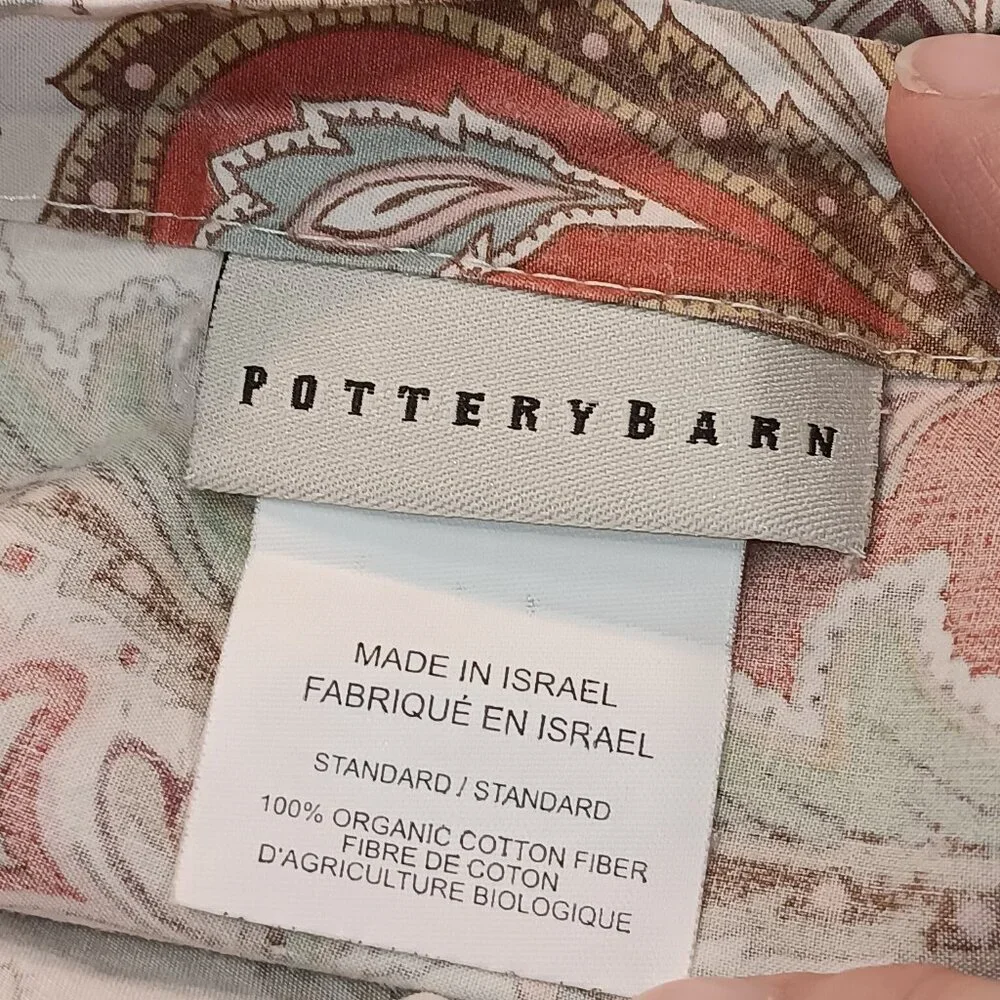 Pottery Barn 'Charlie Paisley' flange border pair of pillowcases Standard size